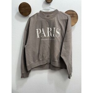 Abercrombie & Fitch Ultra Soft Fleece Mockneck "Paris" Large Sweatshirt *Flaw*